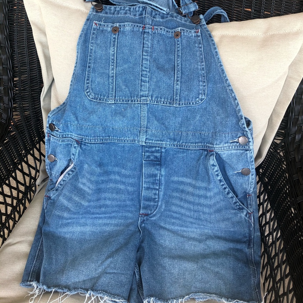 Free People Denim short overalls